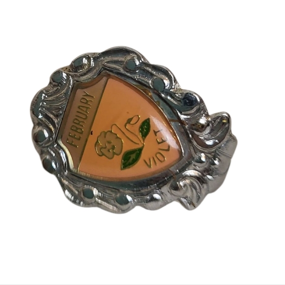 Vintage February Violet Spoon Ring – Silver Tone Floral Adjustable Jewelry - Picture 2 of 5